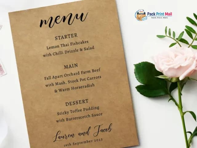 Brown Kraft Menus printed product preview from Pack Print Mail