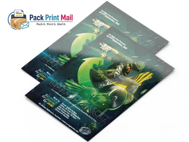Flyers printed product preview from Pack Print Mail