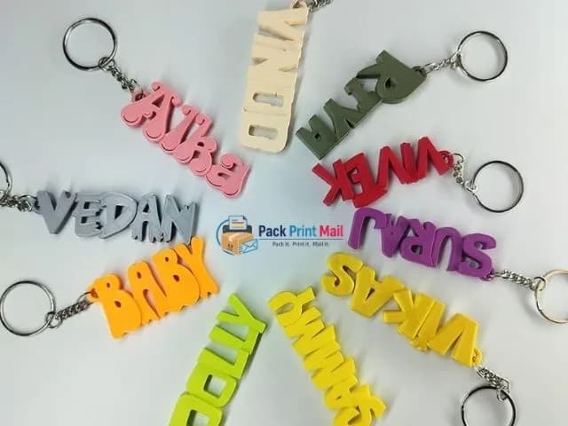 Keychains printed product preview from Pack Print Mail
