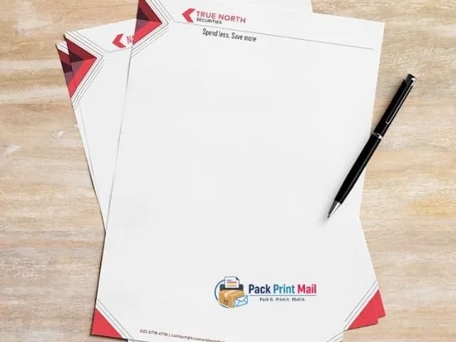 Letterhead printed product preview from Pack Print Mail