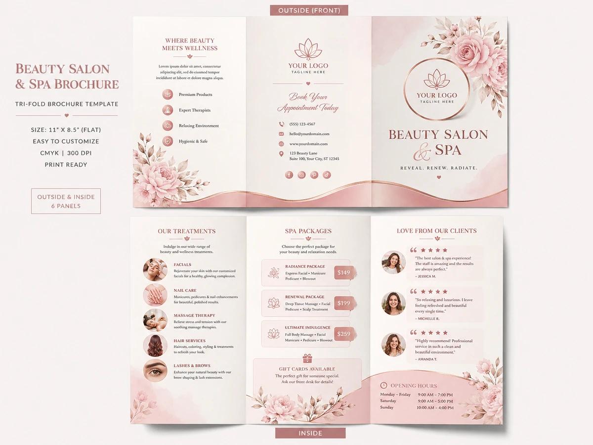 Beauty Salon & Spa brochure template preview