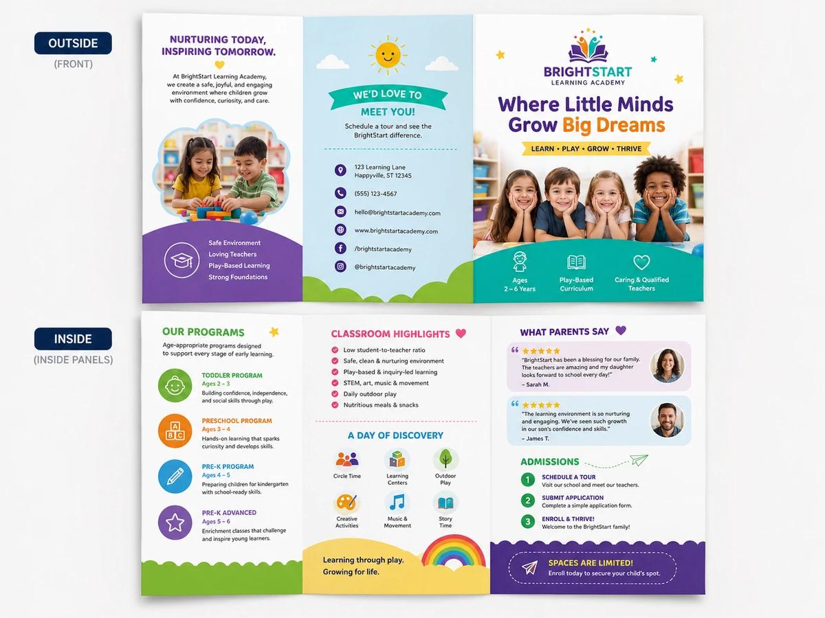 Preschool & Childcare brochure template preview