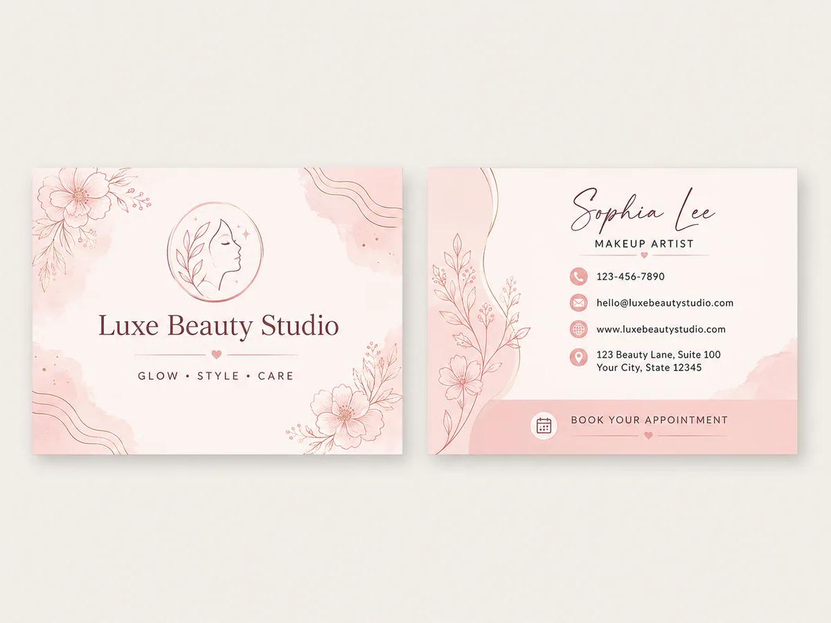 Beauty Blush Floral business card template preview