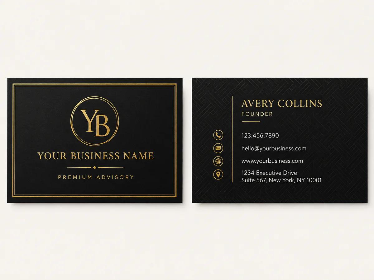 Luxury Black & Gold business card template preview