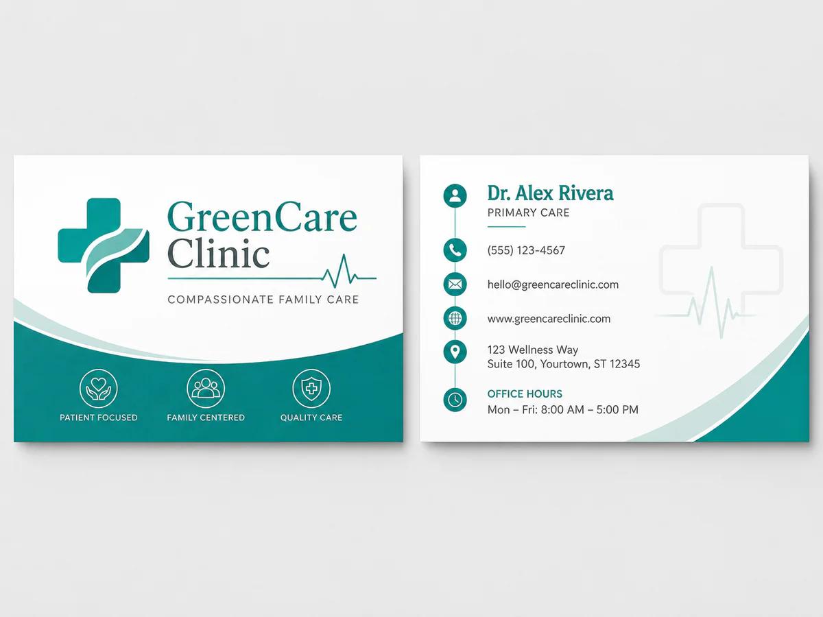 Medical Teal Clean business card template preview