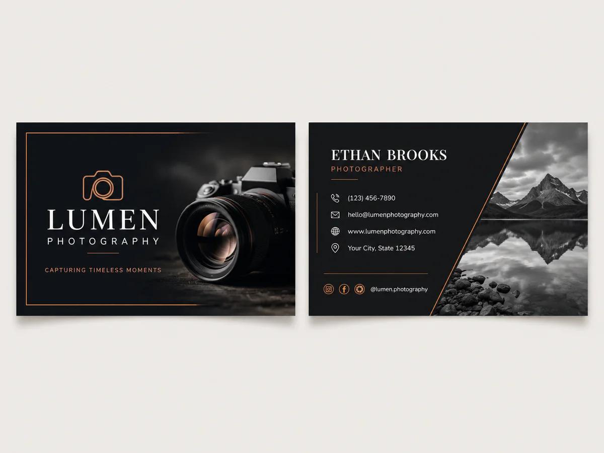 Photography Dark Premium business card template preview