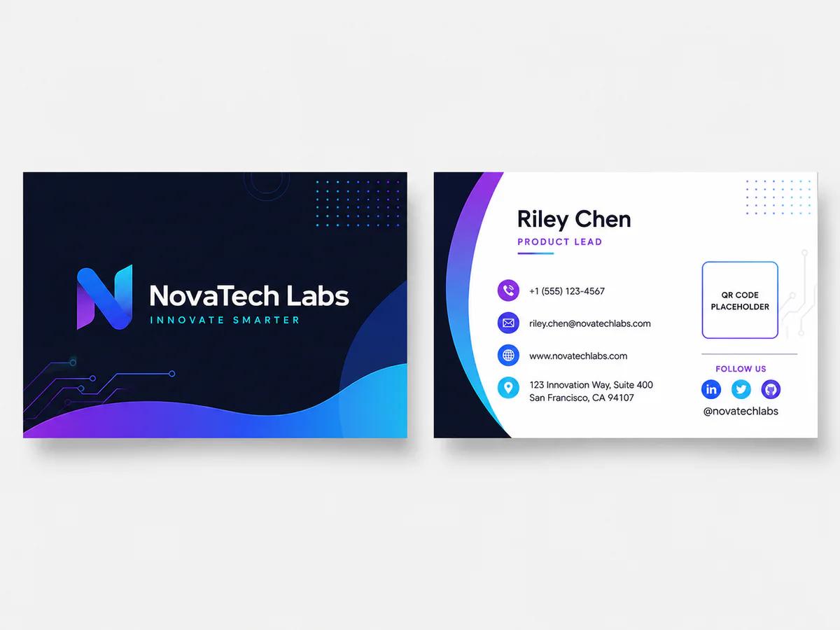 Tech Gradient Modern business card template preview