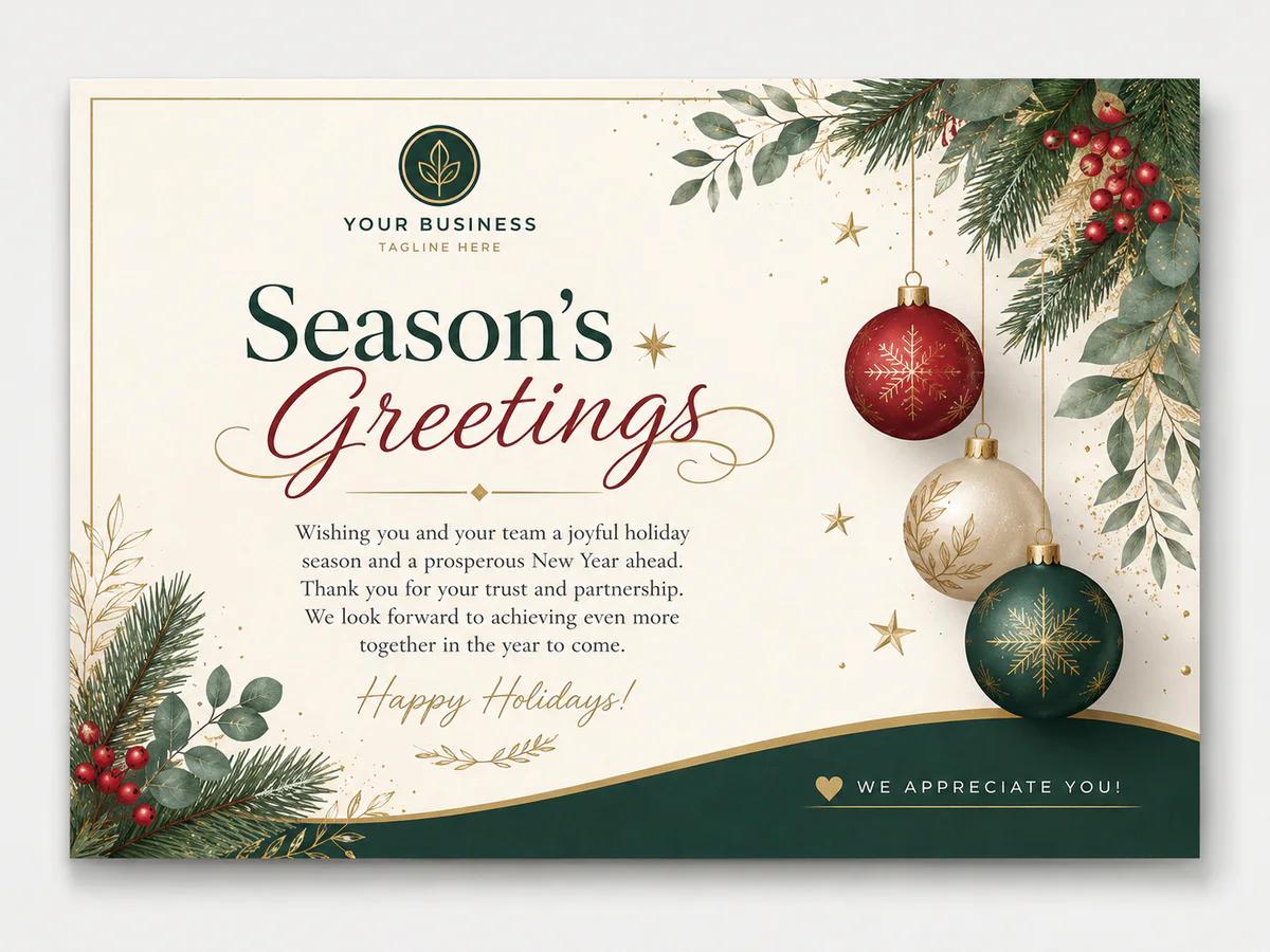 Season's Greetings postcard template preview