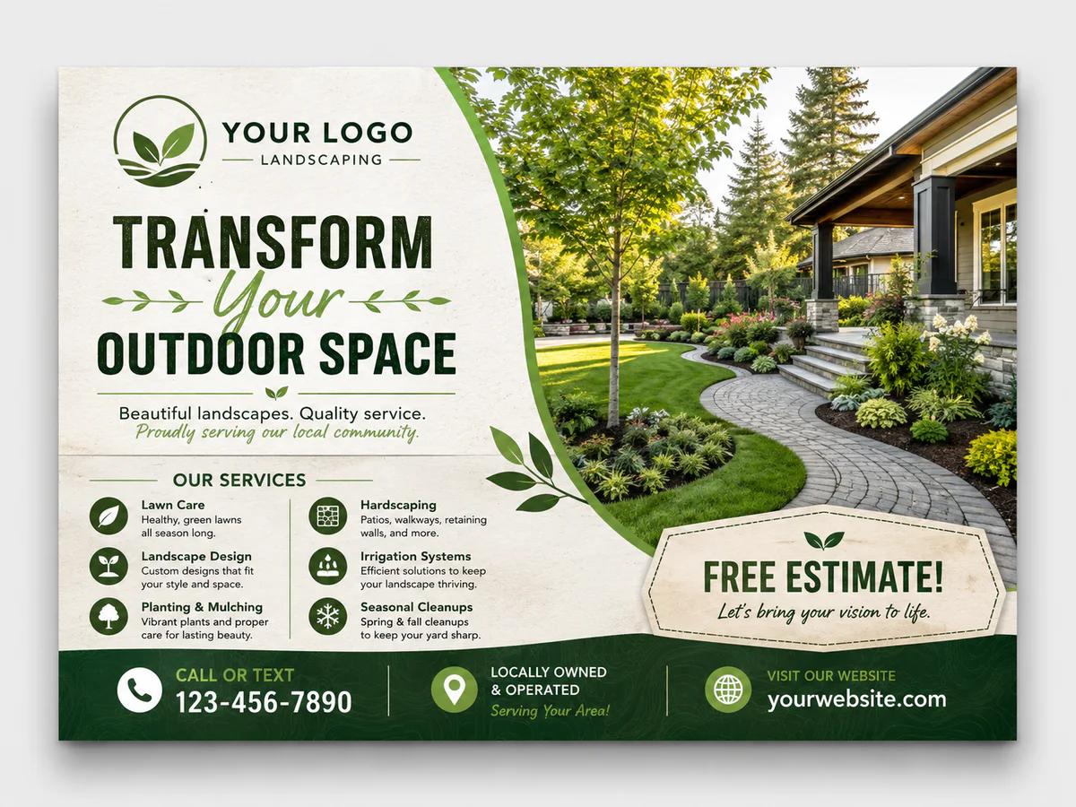 Landscaping Free Estimate postcard template preview