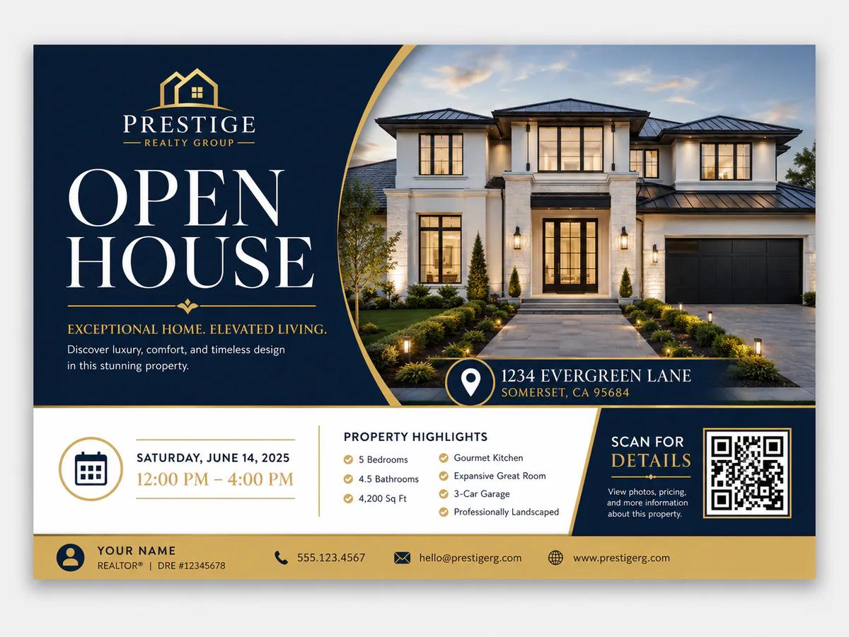 Real Estate Open House postcard template preview