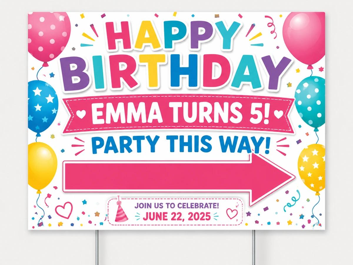 Birthday Party yard sign template preview