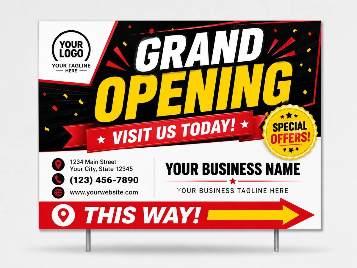 Grand Opening yard sign template preview