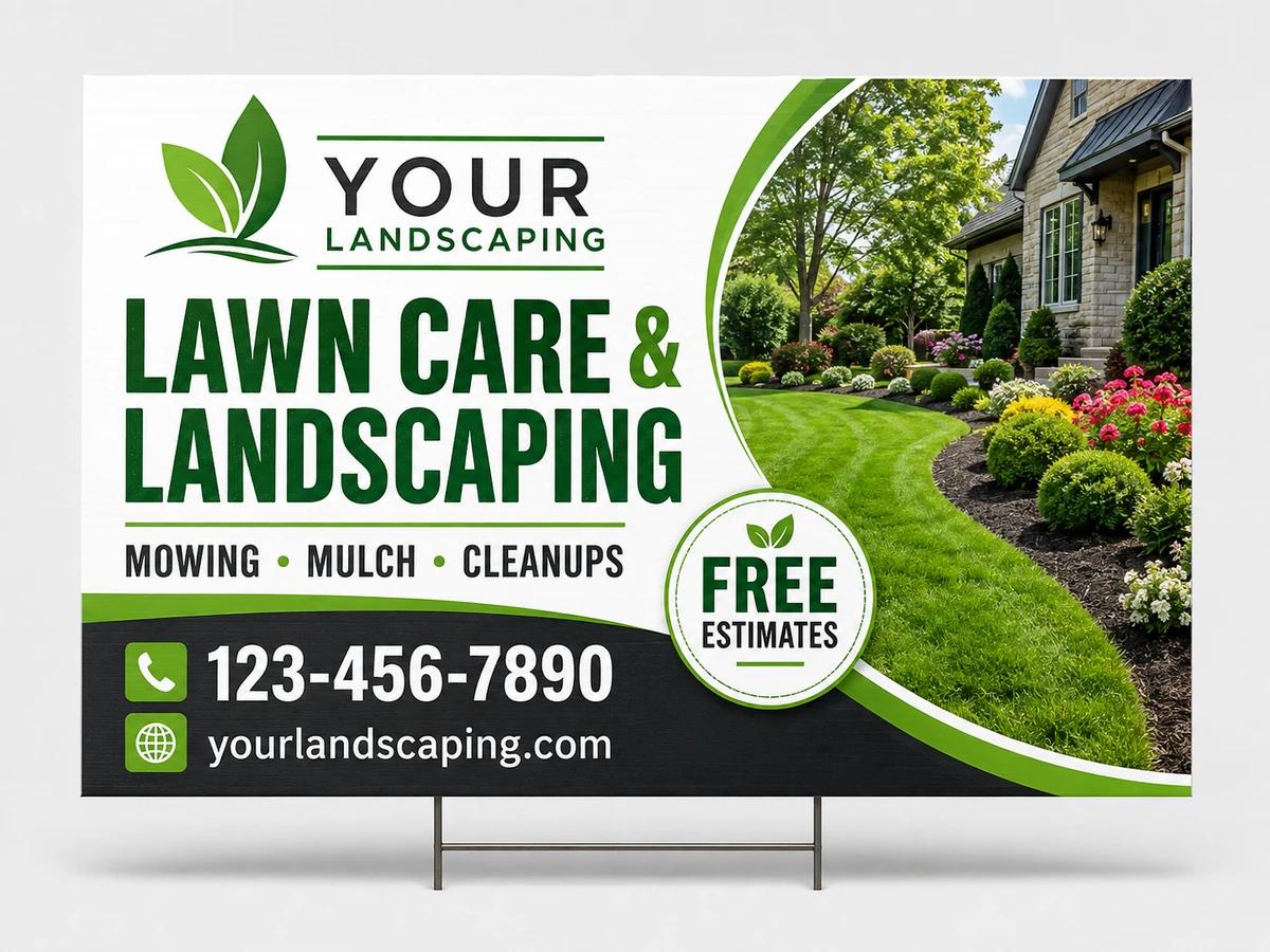Lawn Care & Landscaping yard sign template preview