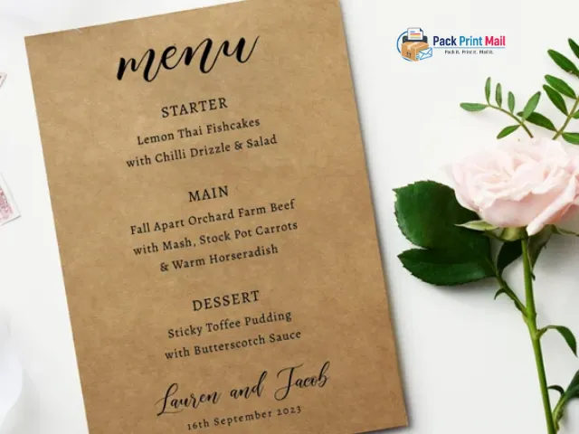 Brown Kraft Menus printed product preview from Pack Print Mail