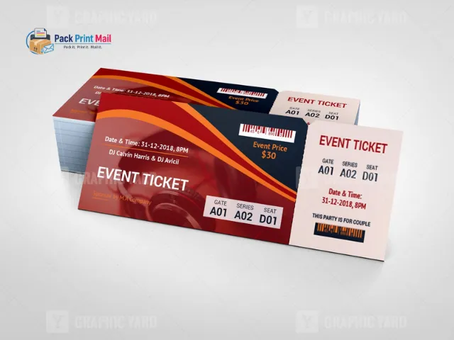 Standard Event Tickets printed product preview from Pack Print Mail